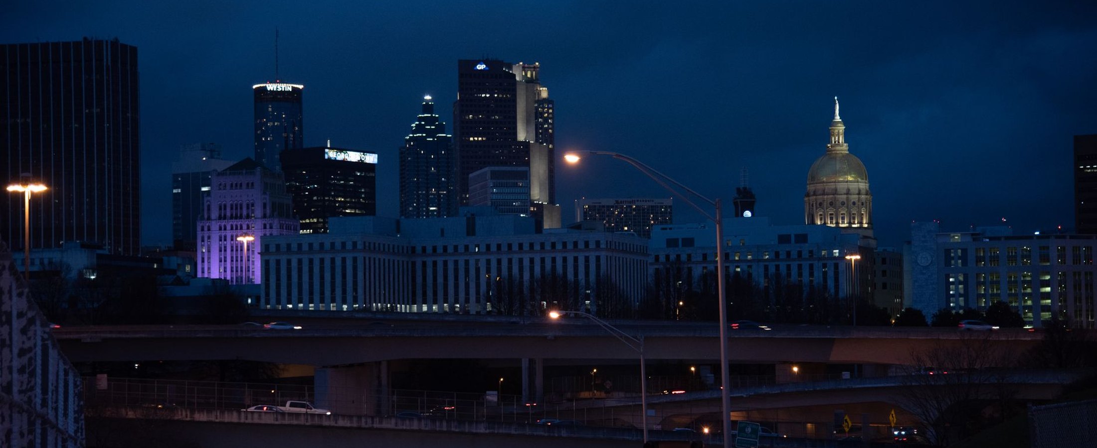 The Atlanta skyline at dusk