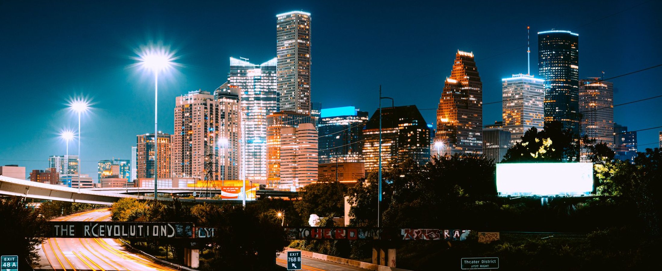 The Houston skyline at night