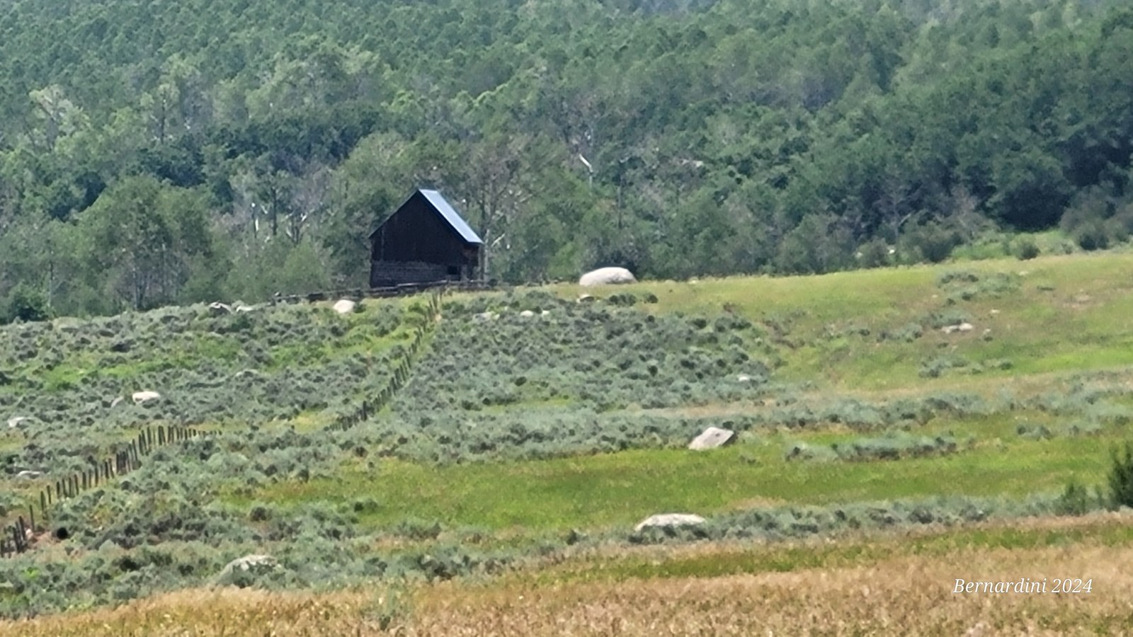 The historic Mad Creek barn in its glacial valley, Mount Zirkel Wilderness near Steamboat Springs